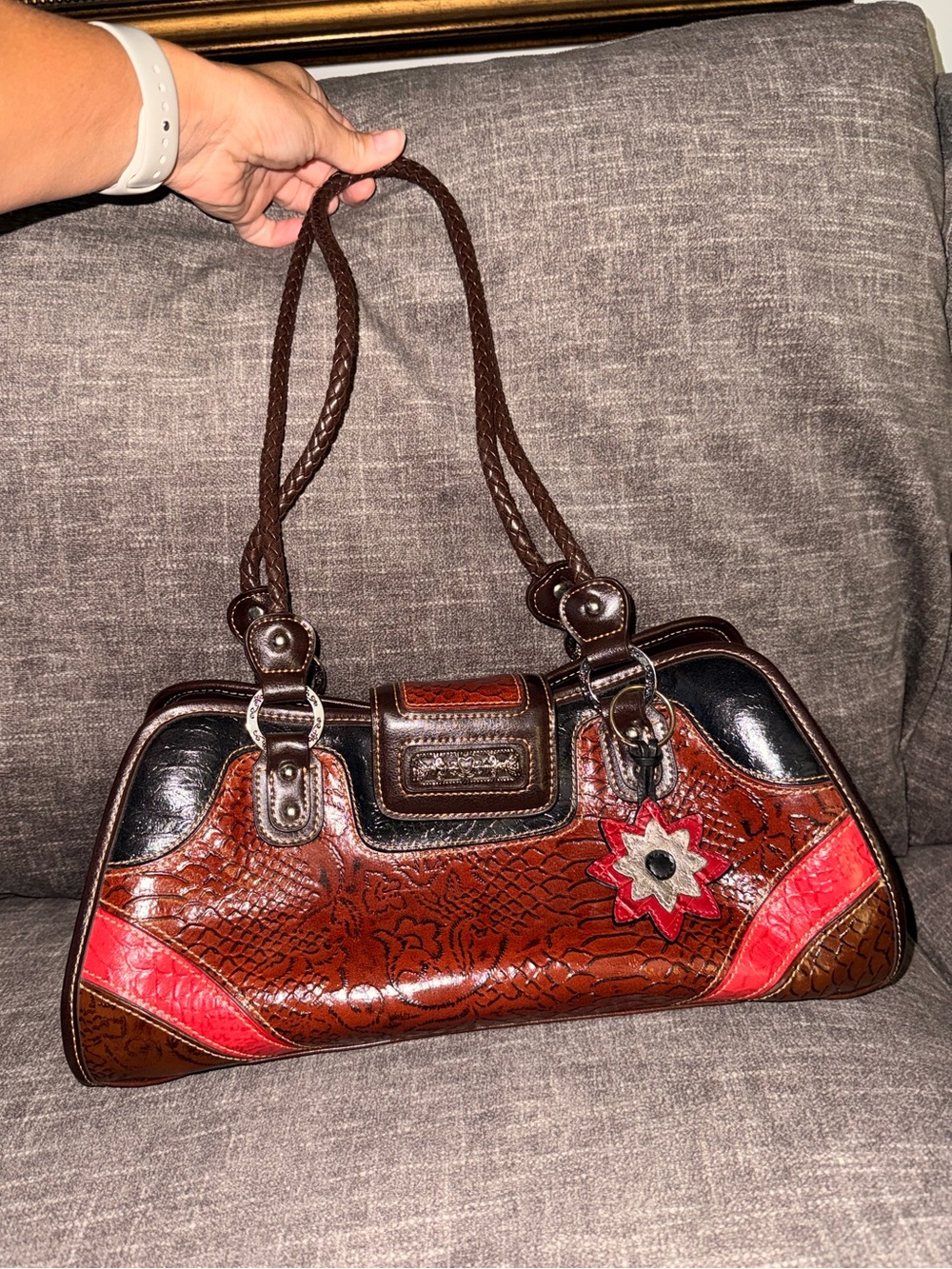 MC croc embossed western handbag